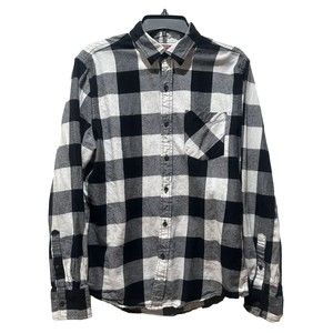 Arizona Shirt Men's Medium Black/White Box Plaid Flannel